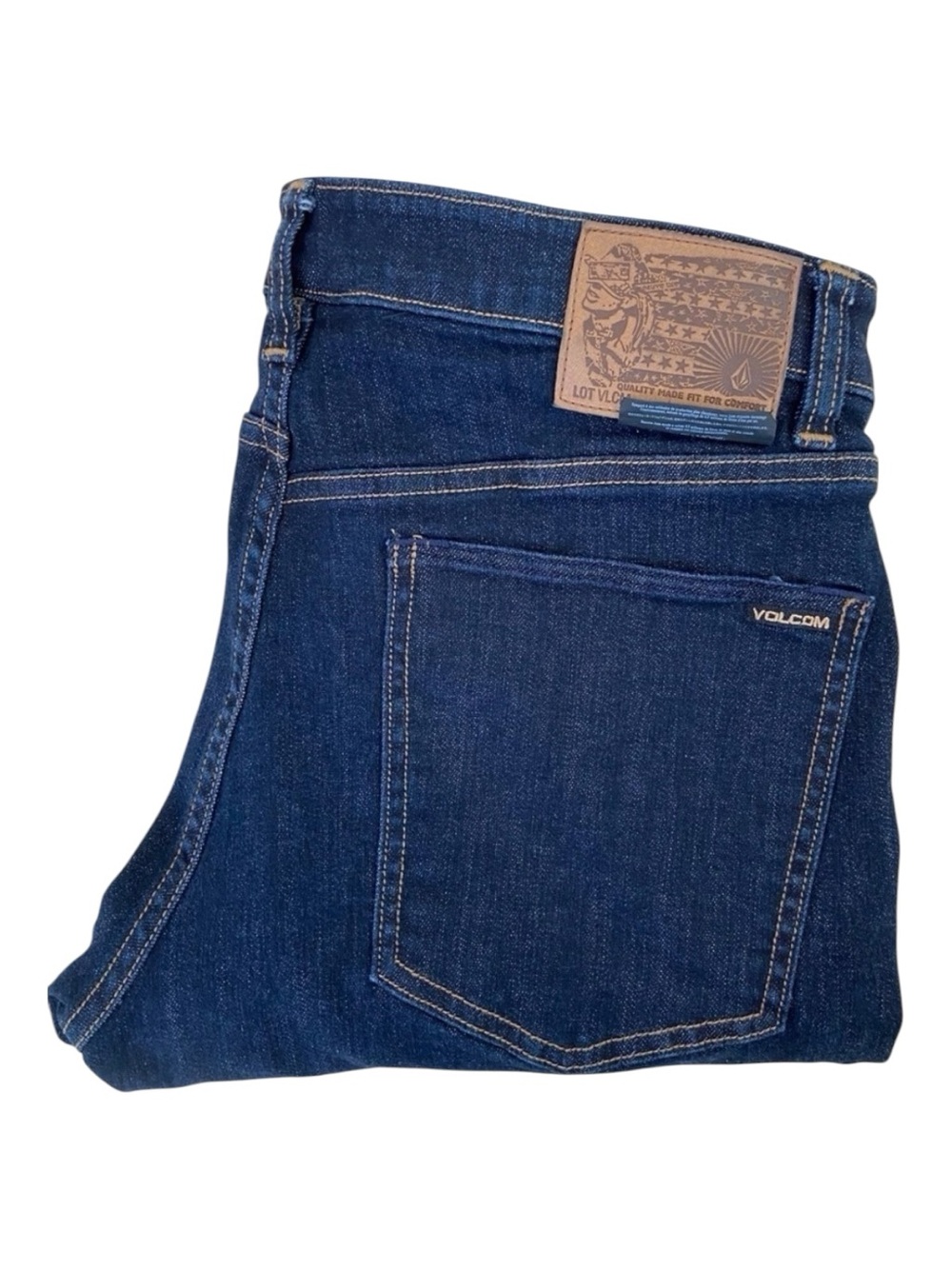 Volcom men jeans 2X4 skinny dark blue stretchy denim conscious water size 34